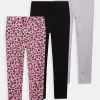 Friboo Niños BASIC GIRLS 3 PACK - Leggings - Pink - 402_grey - 102_black - 802